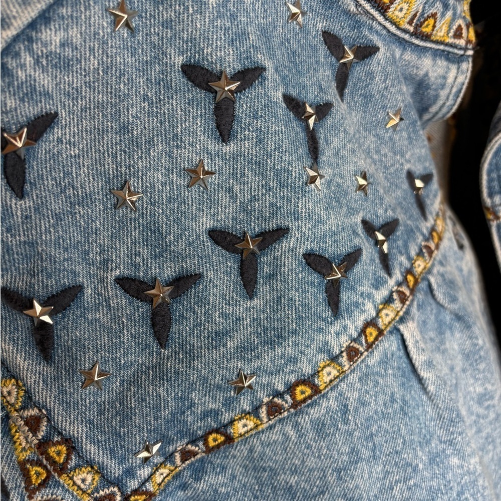 Brand new with tag AUTHENTIC women denim Sandro embroidered Jacket 40! - Picture 11 of 17